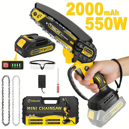 Mini Chainsaw Cordless, Handheld Electric Saw Tree Trimming Wood Cutting for Garden, Patio and Yard Use