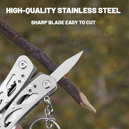 Multitool Pliers Folding Pocket, Carbon Steel Multi-Function Pliers with Wire Cutter Screwdriver & Anti-Slip Handle