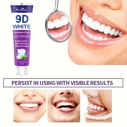 Whitening Toothpaste 4-Pack – 9D White Alcohol-Free Formula, Thorough Deep Cleaning & Brighter Smile, Refreshing Mint Breath