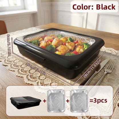 Aluminum Foil Insulated Food Tray Set 2-in-1 Reusable Stand with 2 Disposable Foil Trays for Grilling, Camping and Outdoor Meals