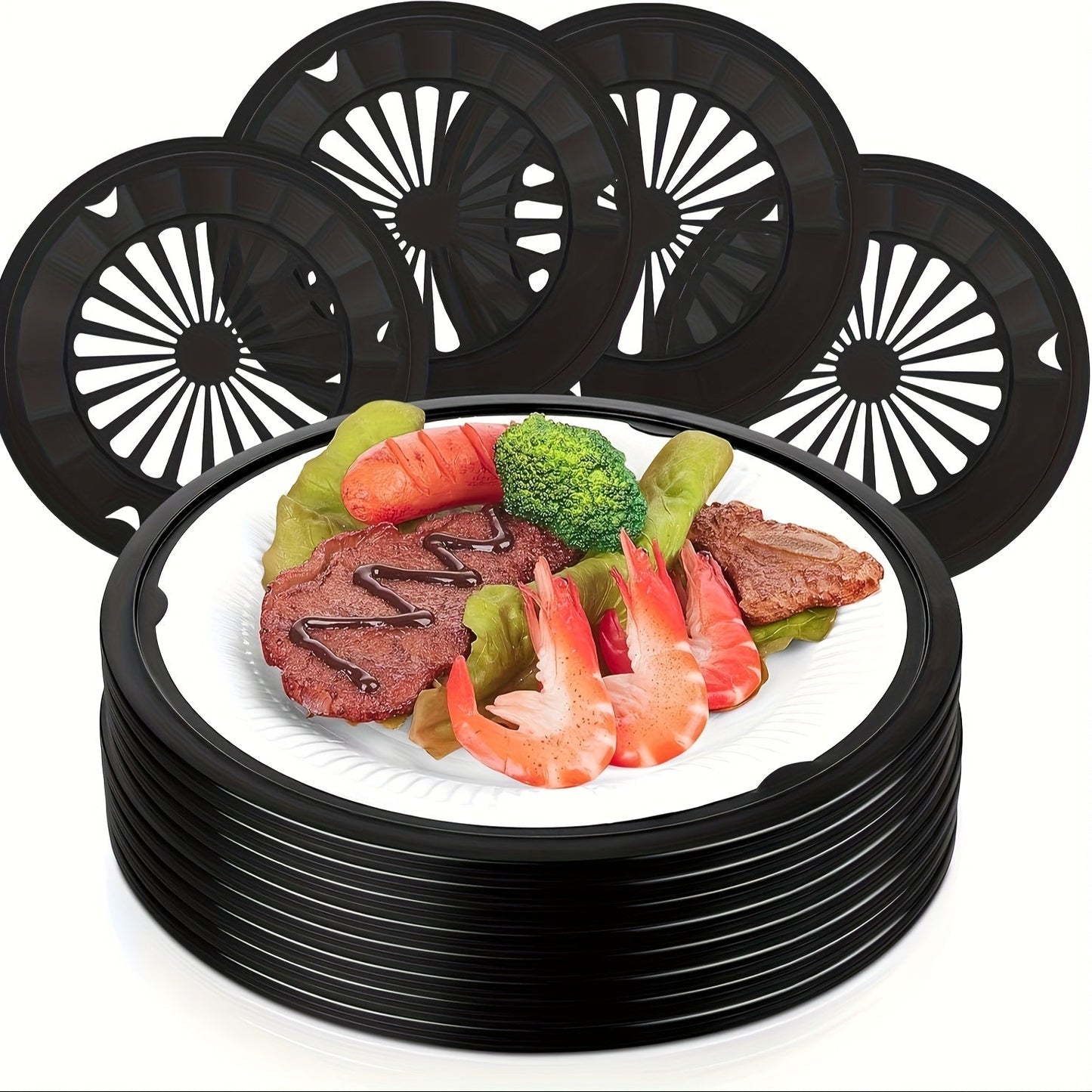 Reusable Plastic Paper Plate Holders Set – 10 Inch Snap-On Groove Design, Thickened Durable Holder for Picnics, BBQ