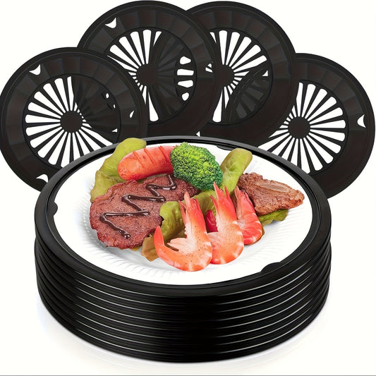 Reusable Plastic Paper Plate Holders Set – 10 Inch Snap-On Groove Design, Thickened Durable Holder for Picnics, BBQ