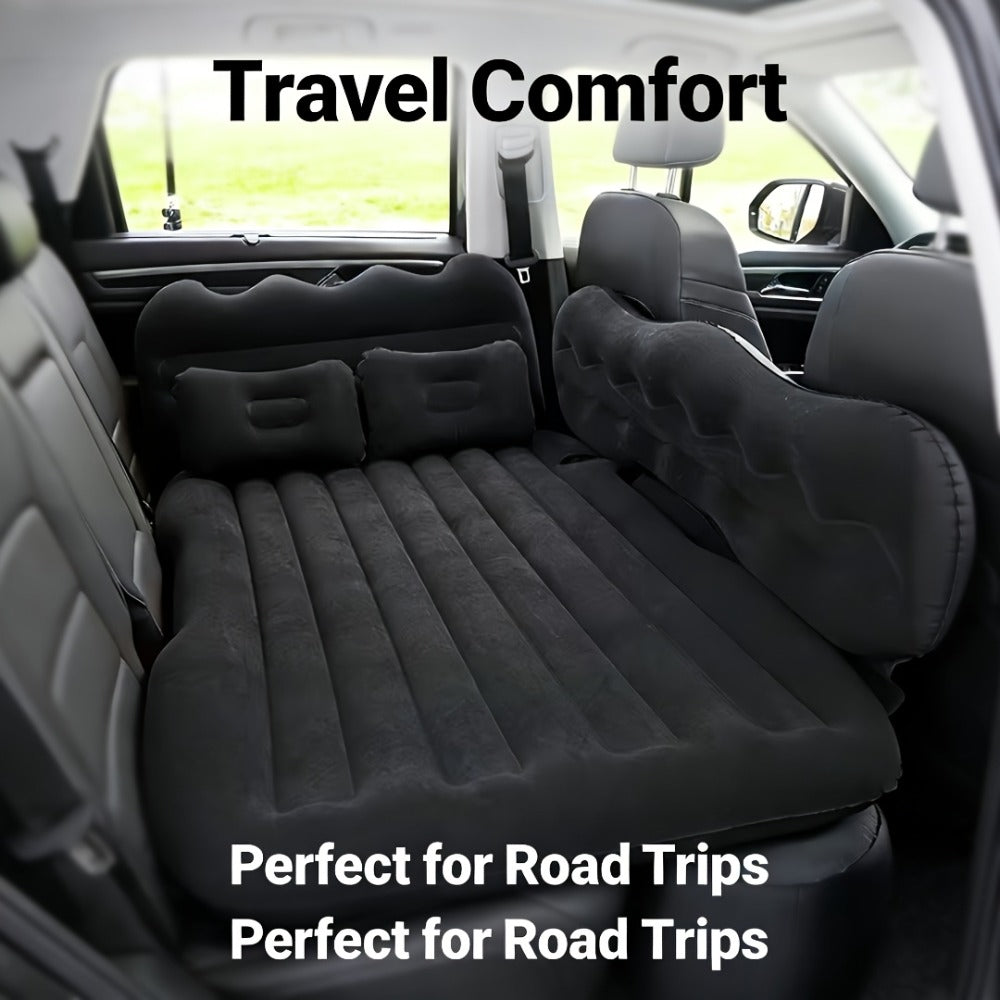 Car Inflatable Mattress for SUV Back Seat – Portable Foldable Air Bed, PVC Flocking, with Air Pump, 2 Pillows & Storage Bag (5 Colors)