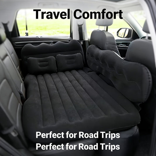 Car Inflatable Mattress for SUV Back Seat – Portable Foldable Air Bed, PVC Flocking, with Air Pump, 2 Pillows & Storage Bag (5 Colors)