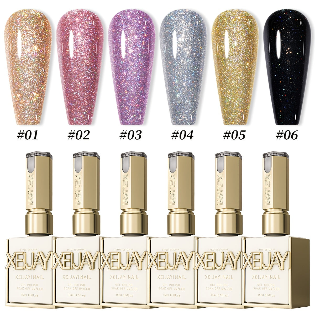 Gel Nail Polish Six-Color Magnetic Cat Eye Set with Sparkling Star and Rhinestone Effects for Nail Art
