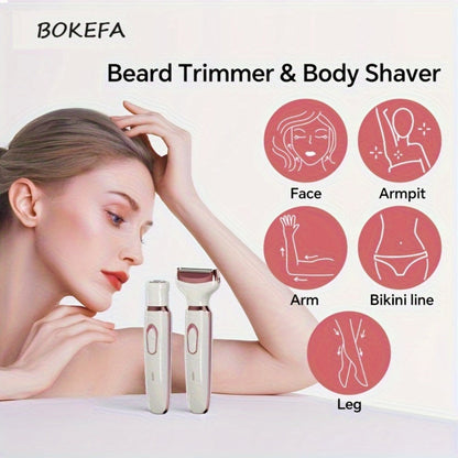 Women's Electric Razor 4-in-1 Grooming Kit Wet Dry Rechargeable Trimmer for Face Nose Legs for Everyday Face, Beard and Body Grooming