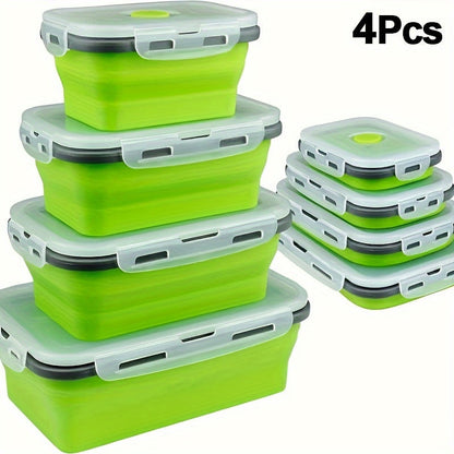 Storage Containers with Lids, Set, PEKARR 4-Piece Collapsible Rectangular Boxes with Latching Lids in Three Edge Colors