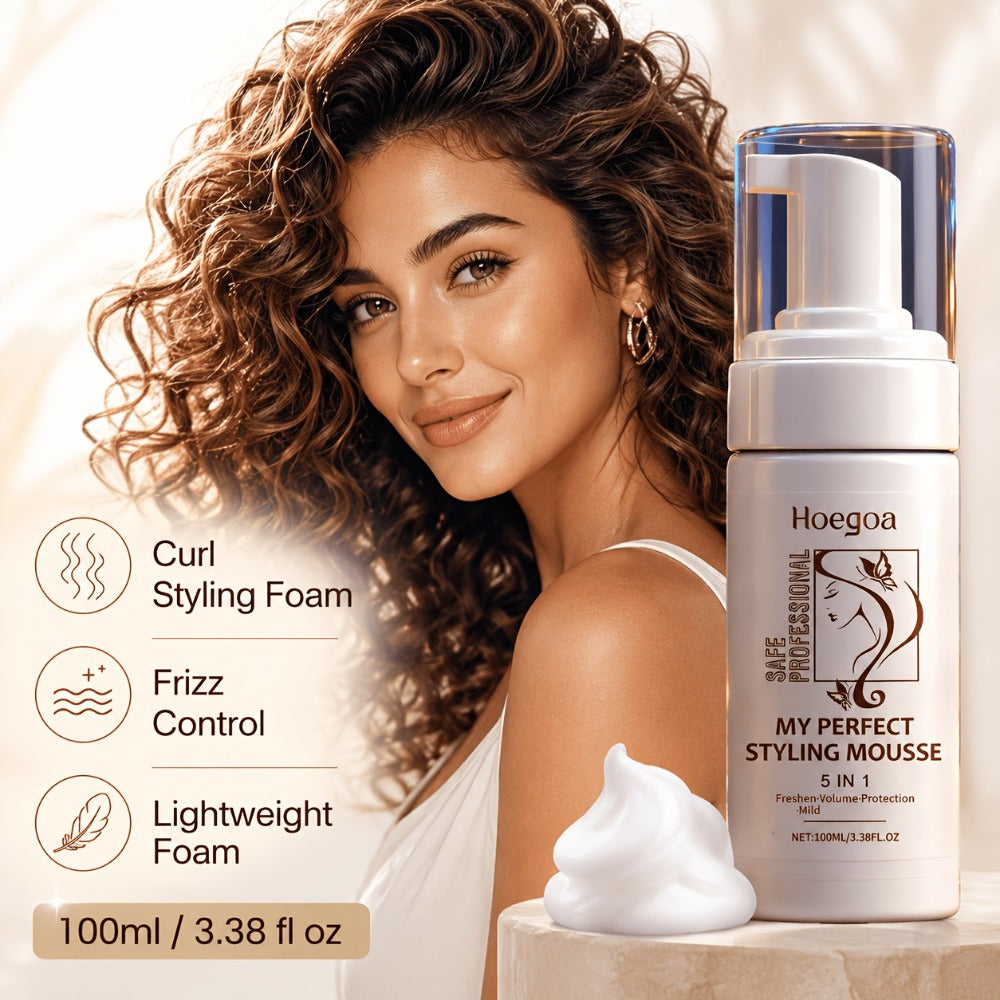 Hair Styling Mousse with Mint Extract & Hyaluronic Acid – Long-Lasting Flexible Hold, Moisturizing Mild Formula, Frizz Control