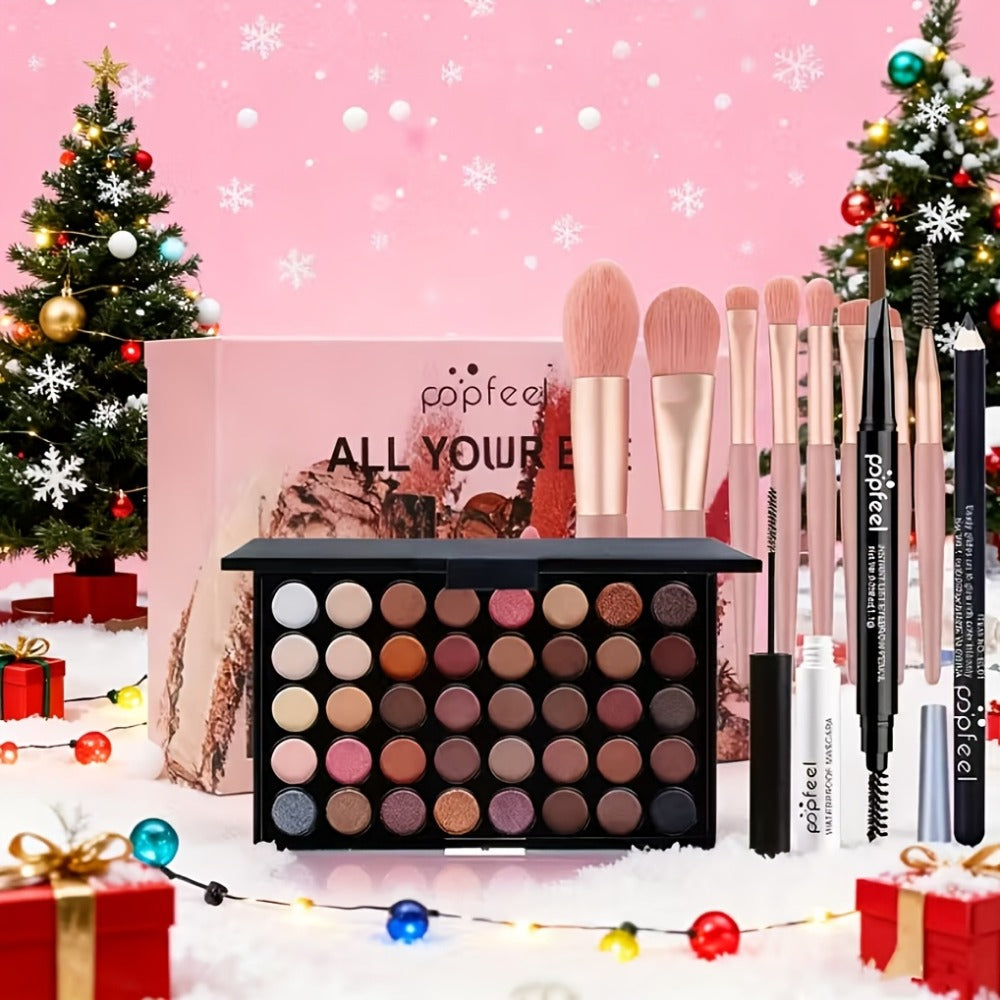 Full Face Makeup Kit All-in-One Complete Beauty Set with Foundation Blush Eyeshadow Palette Mascara & Brush