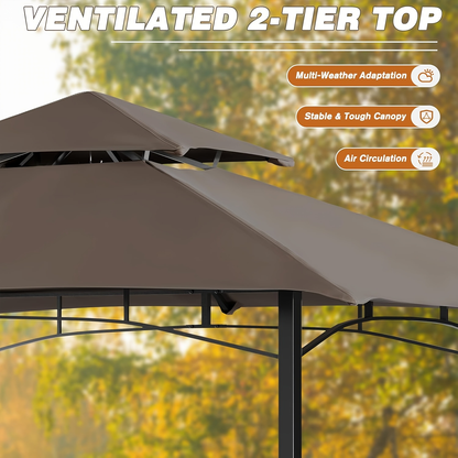 Outdoor Grill Gazebo Double-Tier BBQ Canopy for Grilling, Camping and Outdoor Meals, with the Listed Configuration