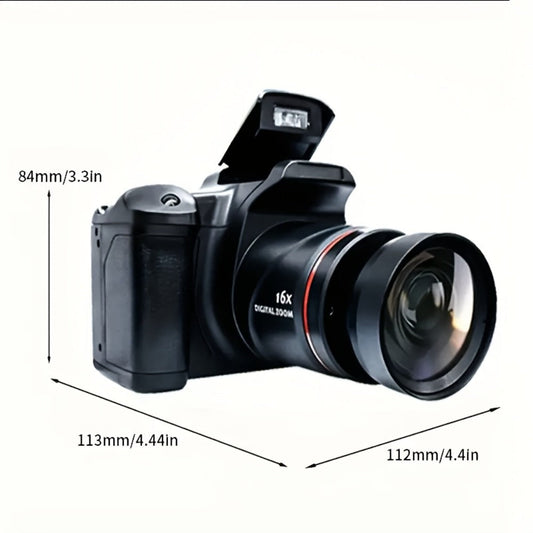 Digital Camera 1080P DSLR-Style Compact with 2.4-Inch Screen, 16X Digital Zoom, 9.88mm Lens and 32GB Card