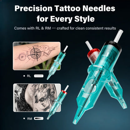 Cordless Rotary Tattoo Machine Kit Complete Set with Screen Display 6-8Hr Battery 20 Needles 7 Inks