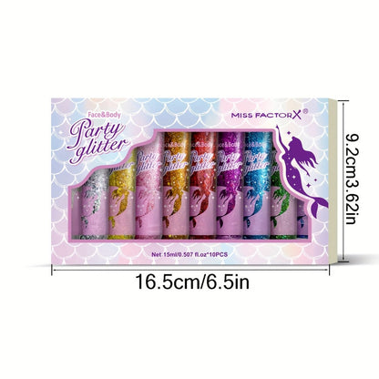 Holographic Glitter Gel Set 10 Colors Cosmetic Grade Face Body Makeup – Festival Rave Cosplay Anime