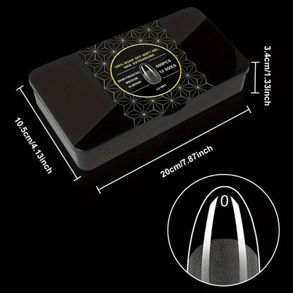 Gel Nail Tips 600 Pieces Clear Crystal Full Cover Nail Extensions – Almond Oval Coffin Stiletto Square Short Medium Long Soft Gel False