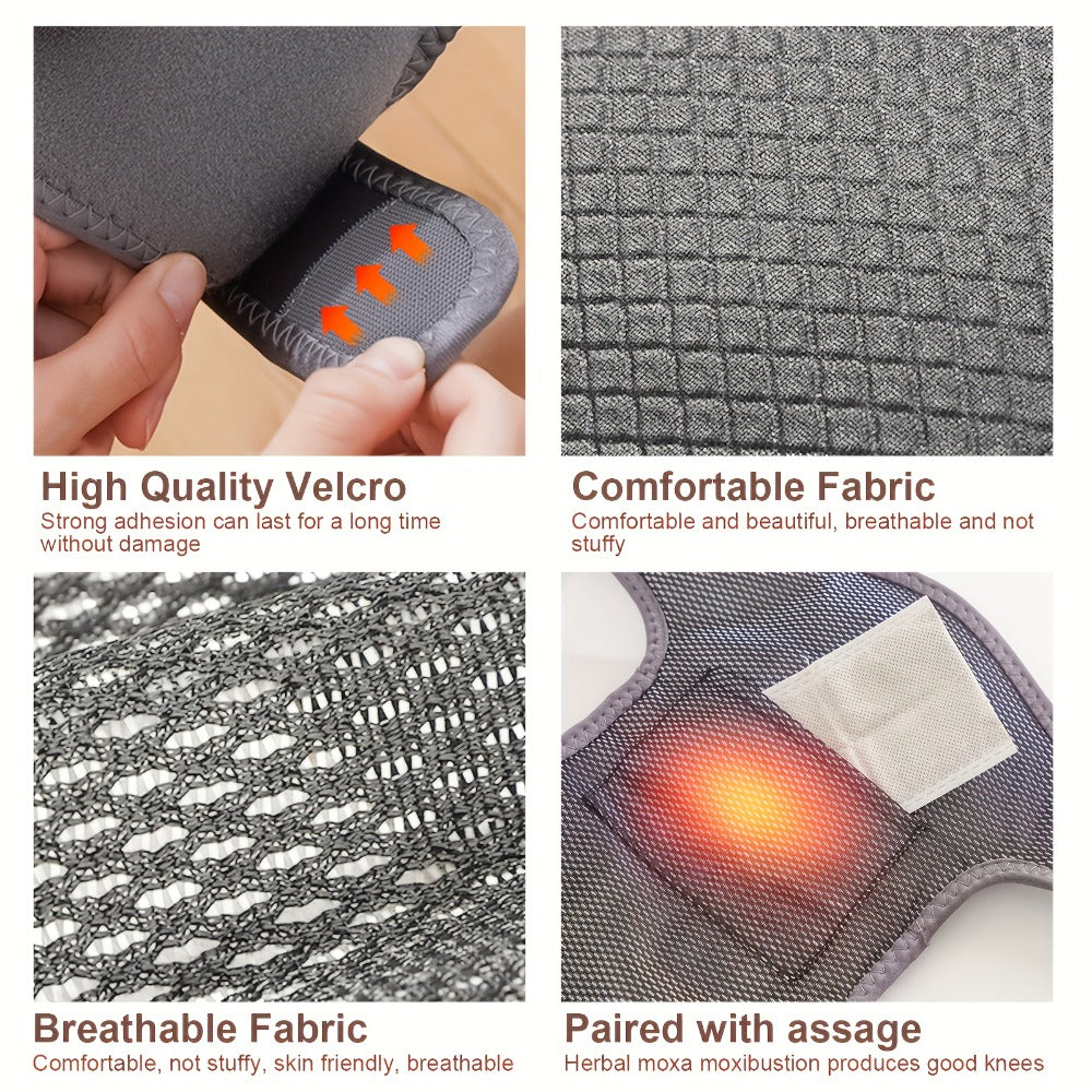 Heated Knee Massager Brace, Wireless Electric Knee Pad with Heat & Vibration, USB Rechargeable Massage Knee Support Wrap for Arthritis