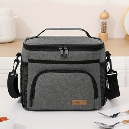 Insulated Lunch Bag with Adjustable Shoulder Strap – Leakproof Reusable Cooler Bag for Men Women Portable Fresh Keeper | Black Grey Blue |