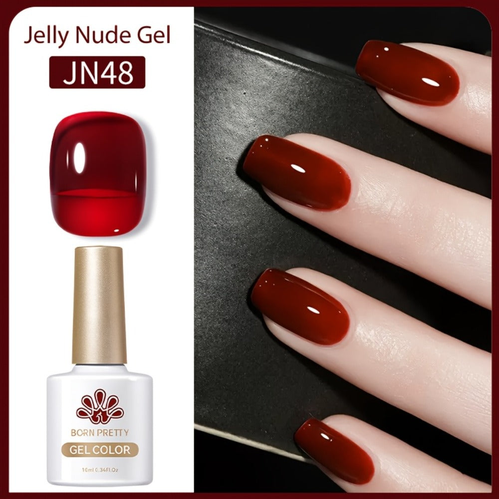 Gel Nail Polish in 10ml Translucent Jelly with 6 Milky, Snow-Glitter and Nude Shade Options