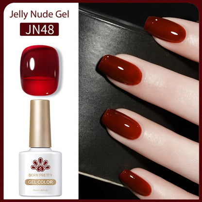 Gel Nail Polish in 10ml Translucent Jelly with 6 Milky, Snow-Glitter and Nude Shade Options