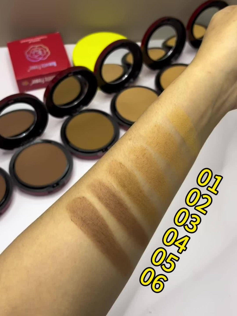 Pressed Powder Foundation Contour Matte Ful1l Coverage Oil Control Waterproof, 6 Shades Light to Dark