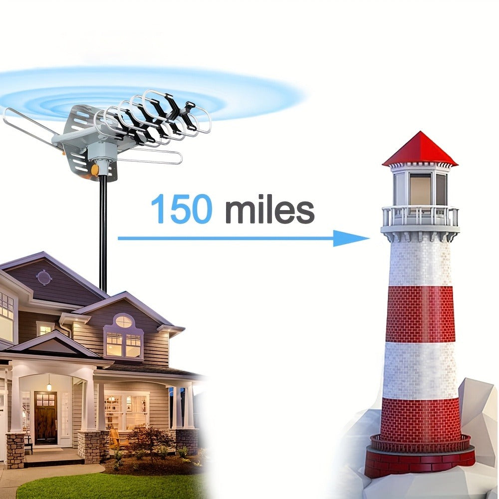 Installation Rod Outdoor TV Antenna 150 Mile Range – 2026 Long Range 4K 1080p HD, VHF UHF Signal, Weather Resistant