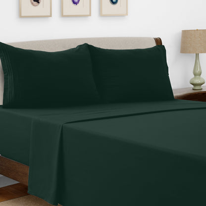 Bed Sheet Set Microfiber with Size-Dependent 3- or 4-Piece Contents and Six specified Bed Dimensions