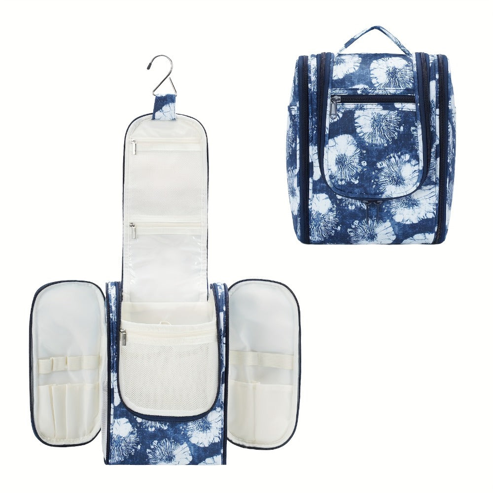 Toiletry Bag Hanging Large-Capacity Makeup Organizer with Hook, Multiple Compartments and 16 Print Options