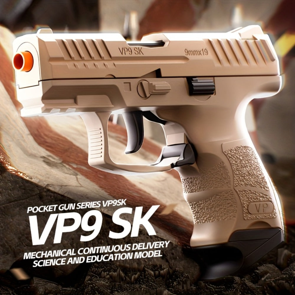 VP9 Bullet Toy Gun Pistol with Shell Ejecting System, Upgraded Semi-Auto Foam Blaster for Boys, Outdoor Shooting Game