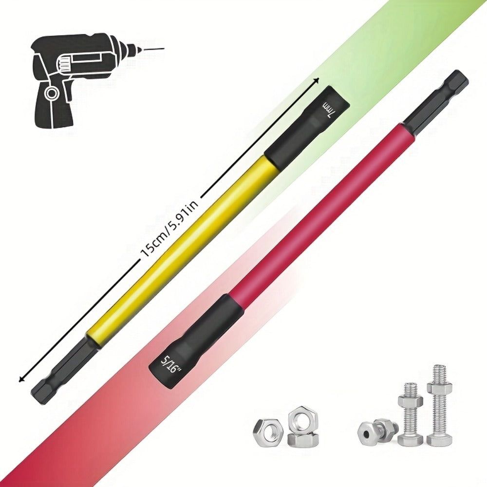Magnetic Nut Driver Set 18-Piece, Impact-Ready Extra Long Hex Shank, SAE & Metric CR-V Steel Screwdriver Bit Kit for Power Drills