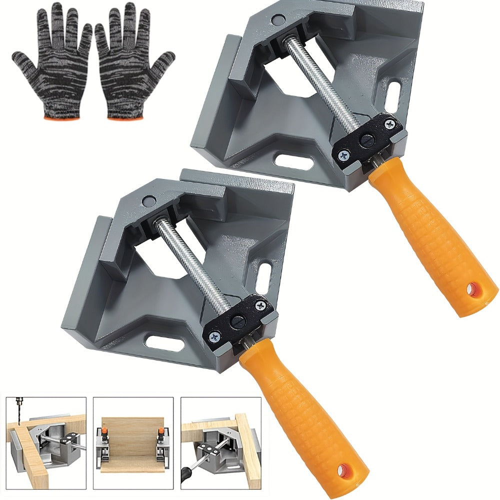 Right Angle Woodworking Clamp Set 2 & 4-Piece, Adjustable Aluminum Alloy Swing Jaw, 90-Degree Corner Clamps for Welding