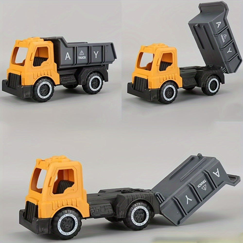 Construction Vehicle Toy Set for Kids, 4PCS Large Shatterproof Excavator, Mixer, Dump Truck & Bulldozer Engineering Cars