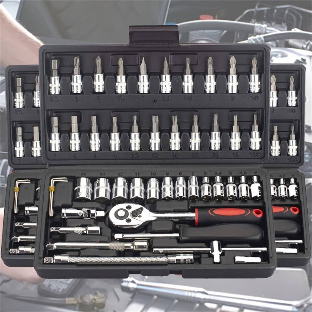 Automotive Socket and Hand Tool Kit in 45-Piece Case or 898-Piece Rolling Cabinet Checkout Options