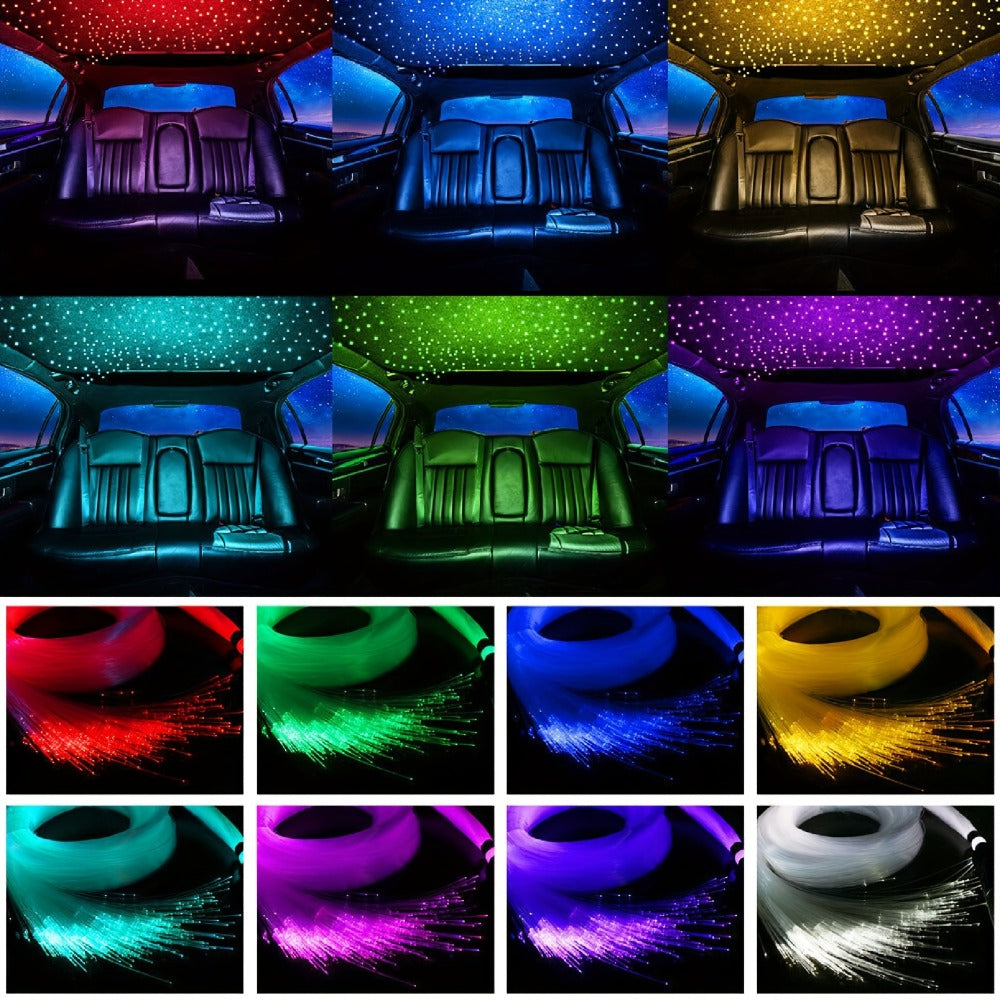 Fiber Optic Star Ceiling Light Kit 1000pcs, 0.5mm x 78.74" RGBW Car Roof Headliner Starlight Kit with App & 24-Key Remote Control