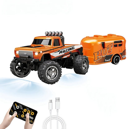 Mini RC Off-Road Truck with Trailer 1:64 Scale Die-Cast Remote Control Car with the Listed Color, Size or Set Options for Everyday Use