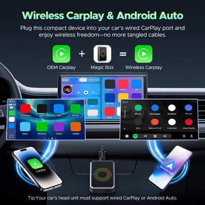 3-in-1 Wireless CarPlay Adapter Magic Media Box with Netflix YouTube TikTok Streaming & USB Port