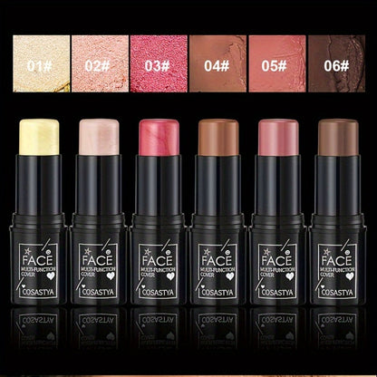 3-in-1 Makeup Stick Set 6pcs – Waterproof Blush Eye Shadow & Highlighter Stick, Long-Lasting Moisturizing Cream Formula