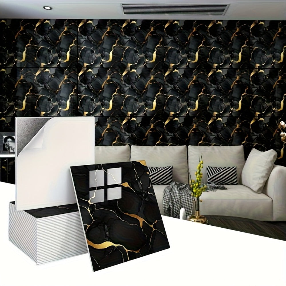 Peel and Stick Wall Tiles 50/100pcs PVC Marble Self Adhesive Vinyl Tile Stickers for Bathroom Kitchen Living Room