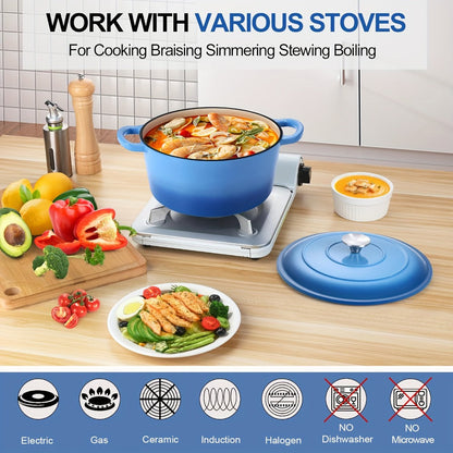 3QT Enameled Cast Iron Dutch Oven with Dual Handles, Fitted Lid and Three Color or Style Options