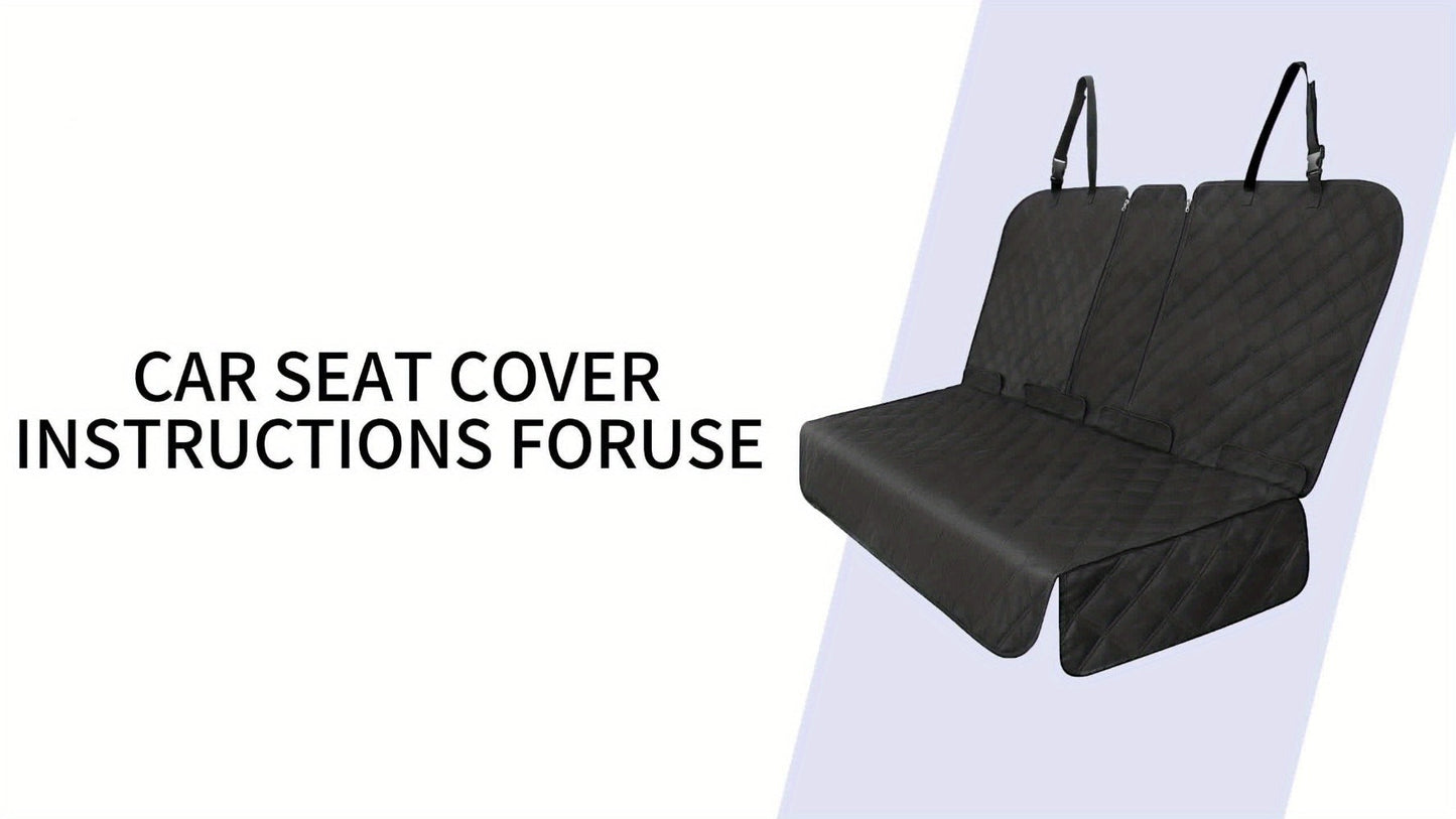 Black Quilted Rear Bench Car Seat Cover with Side Flaps and M, L or XL Three-Seat Vehicle Size Labels