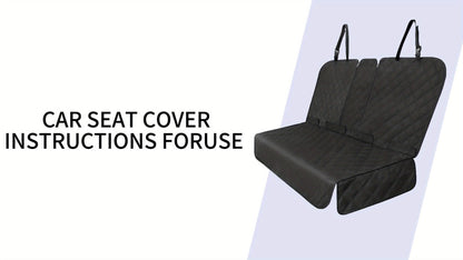 Black Quilted Rear Bench Car Seat Cover with Side Flaps and M, L or XL Three-Seat Vehicle Size Labels