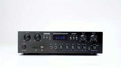 Donner 4-Channel Home Stereo Receiver Amplifier with USB SD FM Radio, Dual Mic Input Echo, RCA