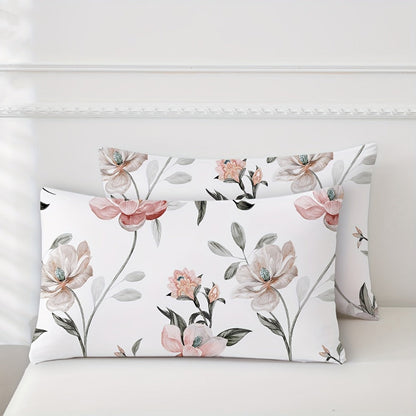 Bed Sheets, Floral Polyester Set with 12-Inch Fitted Pocket, Twin-to-King Sizes and White, Pink or Green Patterns