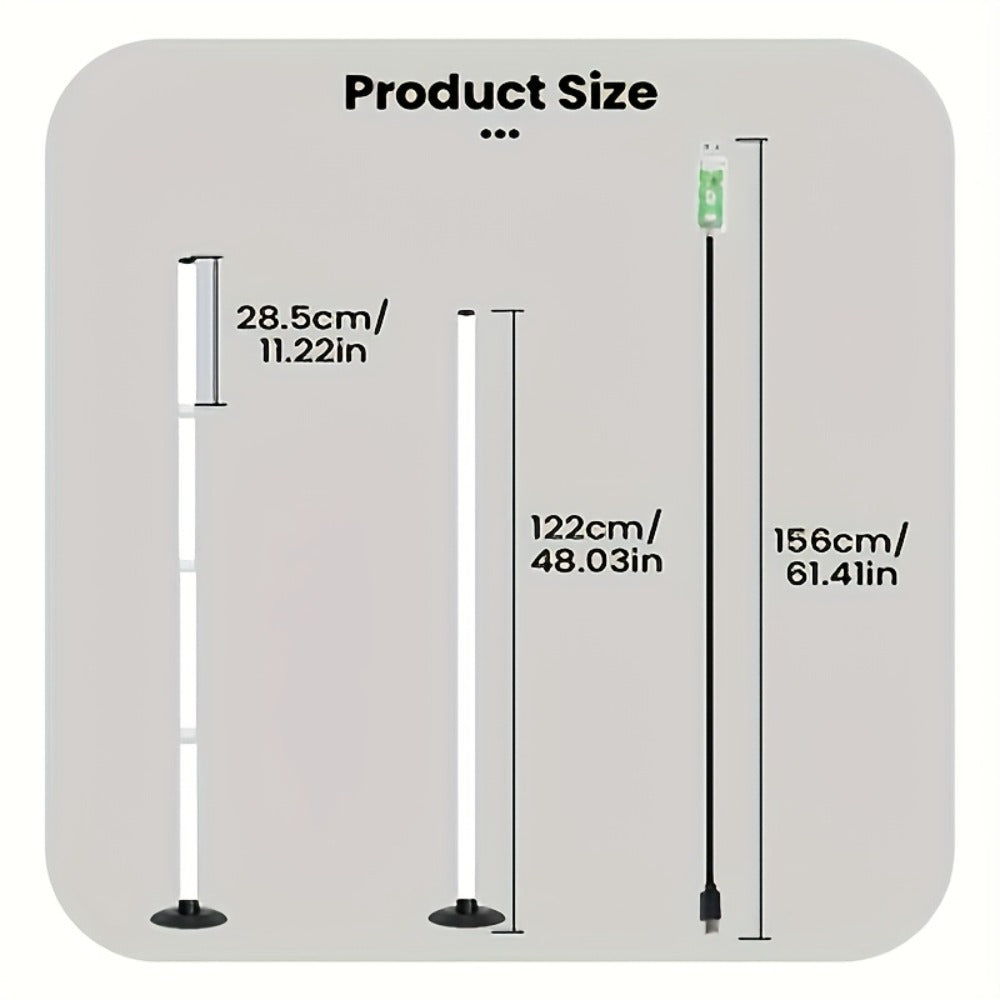 RGBICB Segmented Floor Light Bar with Gradient and Multicolor Modes, Round Base, App and Remote Controls, and One- or Two-Lamp Options