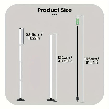 RGBICB Segmented Floor Light Bar with Gradient and Multicolor Modes, Round Base, App and Remote Controls, and One- or Two-Lamp Options