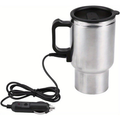 12V Car Electric Kettle 450ml Stainless Steel Travel Heating Cup Auto Shut-Off Portable Car for Entryways, Bedrooms and Living Spaces