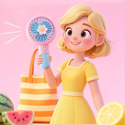 12-Piece Mini Handheld Fan Set with Flower-Center Grilles, Single Buttons and USB-C Charging