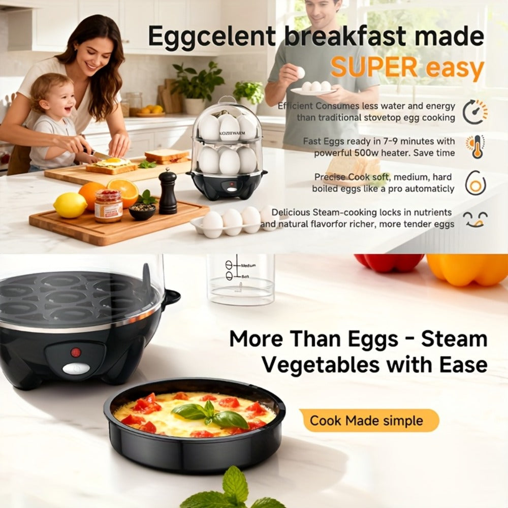 Electric Egg Boiler & Cooker with Auto Shut-Off, Single & Double Layer, Multi-Function for Hard Boiled