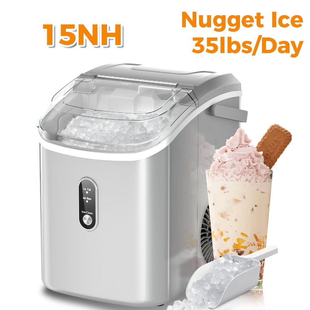 Ice Maker Machine – Nugget Ice & Bullet Ice Countertop, 26-35 Lbs Daily, One-Button Operation, Self-Cleaning