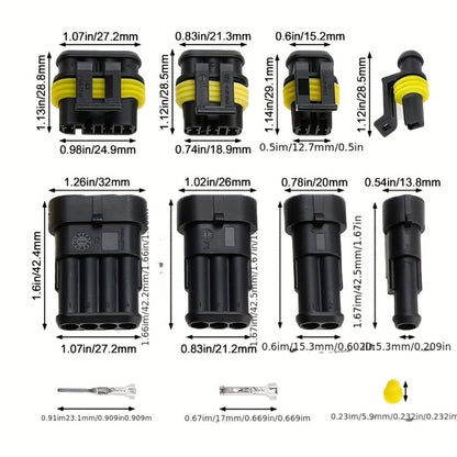 Automotive Connector Terminal Kit in 355-Piece or 352-Piece Set with 1- to 4-Pin Plugs and Seals