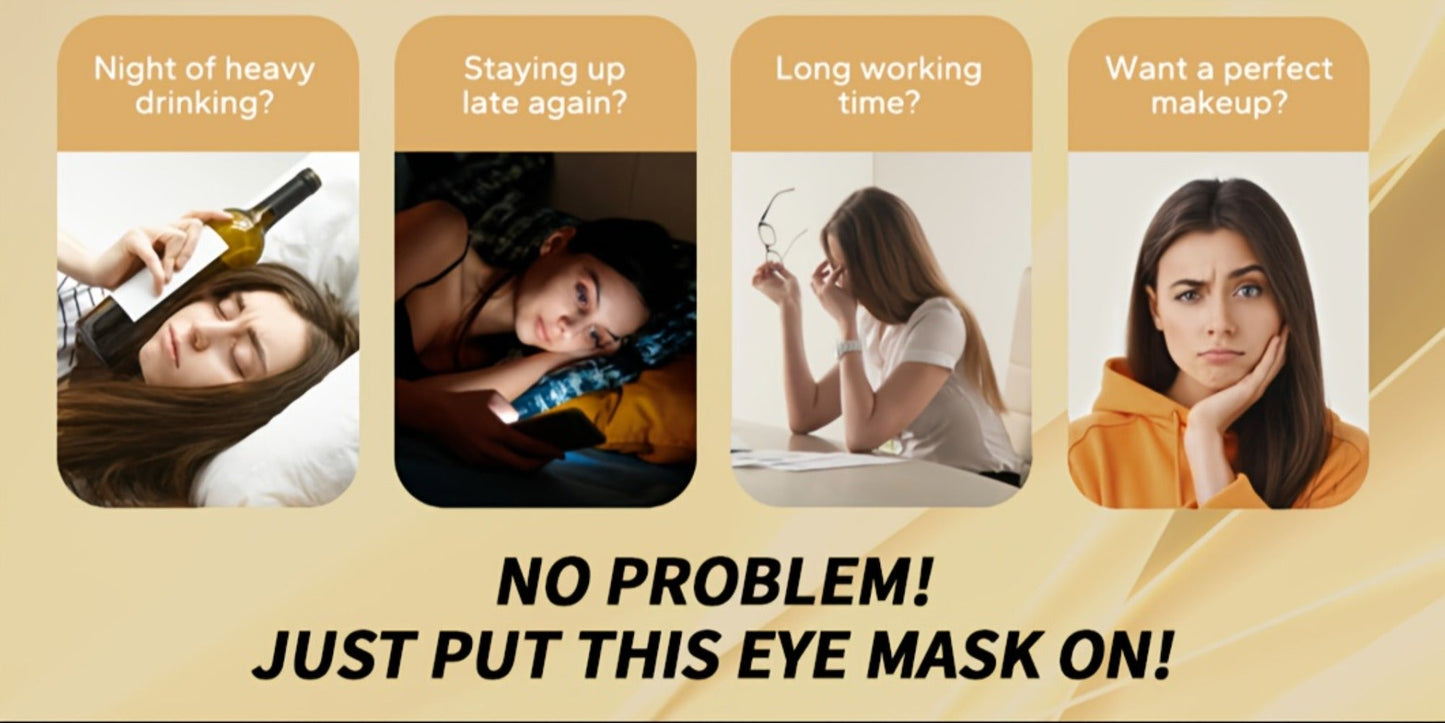 30-Pair ALIEORY Gold-Tone Under-Eye Patch Box with Individual Pouches and Collagen and Hyaluronic Acid Wording