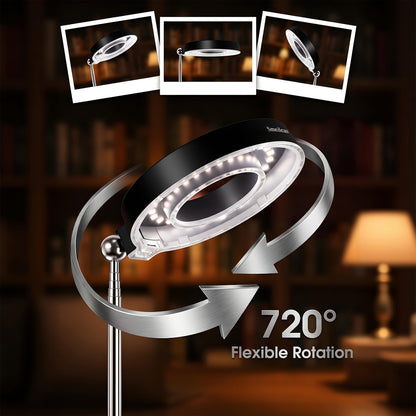 Four-Piece Tabletop Ring LED Plant Lamp Set with USB 3/6/9H Timer, Adjustable Poles and Bases